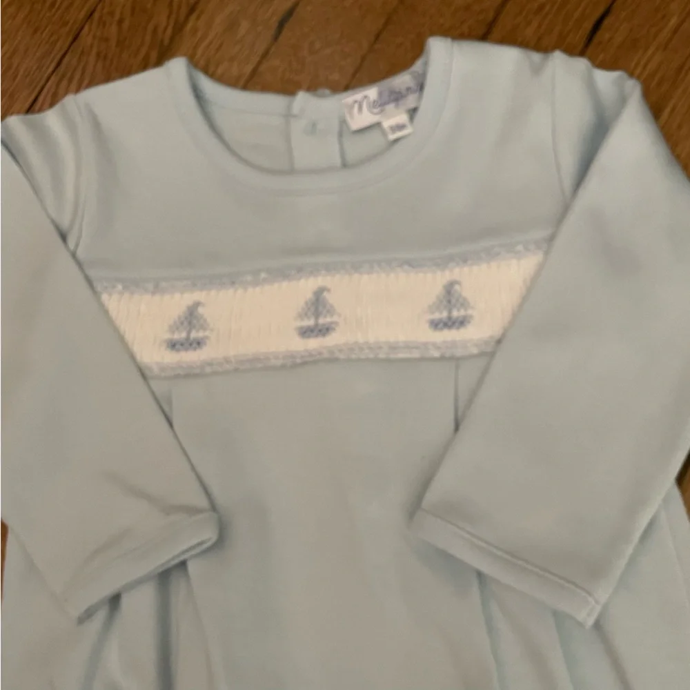 Nellapima Boys Smocked day gown blue sailboats 3-6 - Picture 2 of 7